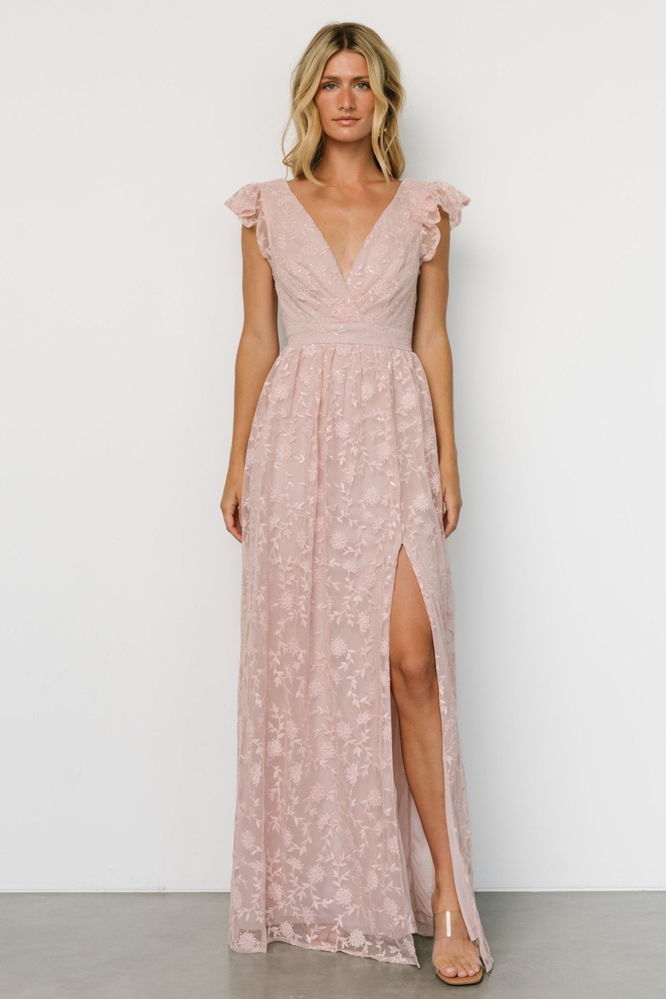 Alexa Embroidered Sequin Maxi Dress | Blush Rose - Baltic Born