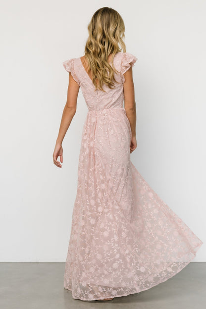 Alexa Embroidered Sequin Maxi Dress | Blush Rose - Baltic Born