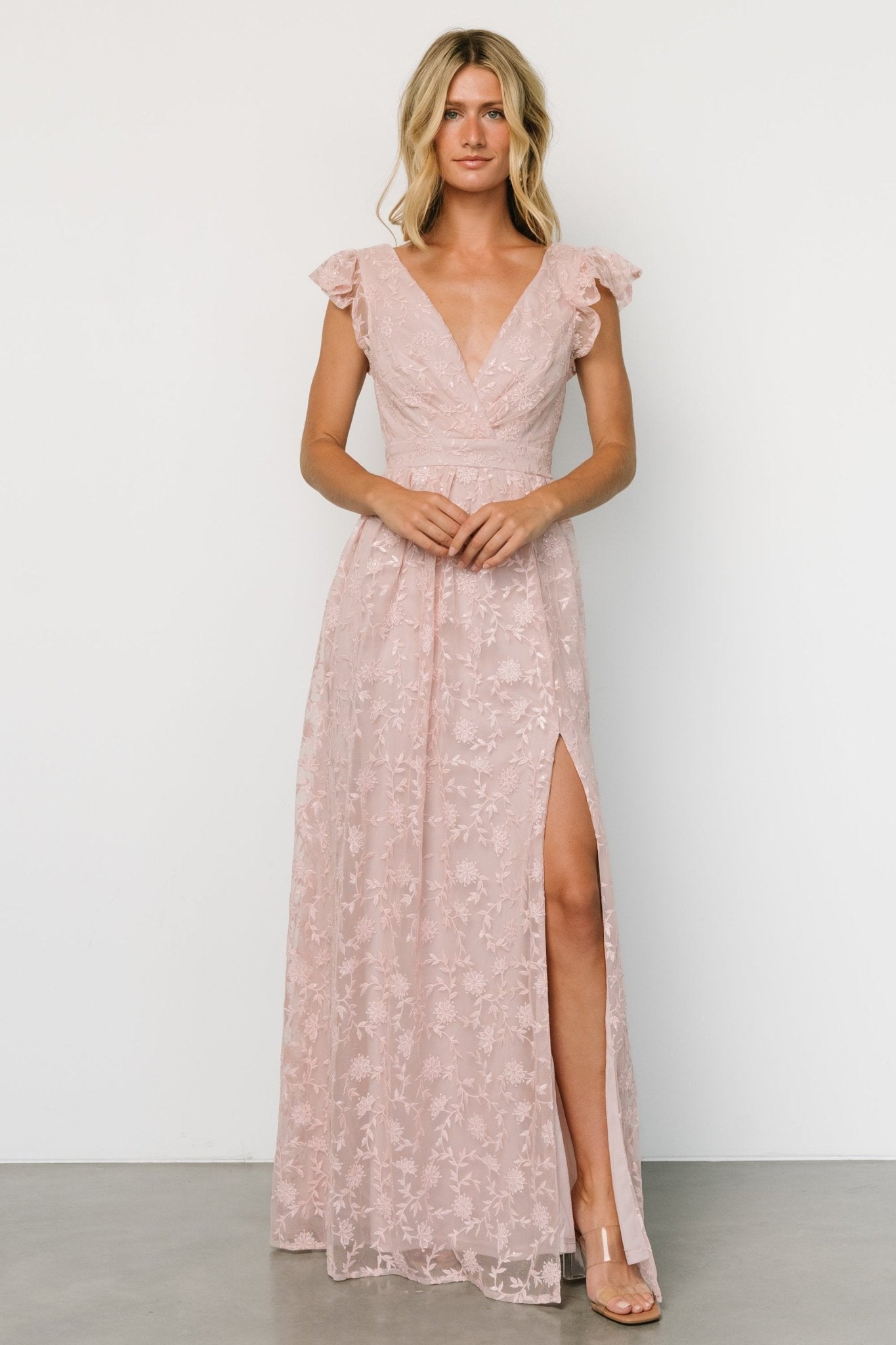 Rose embroidered maxi bridal dress sales