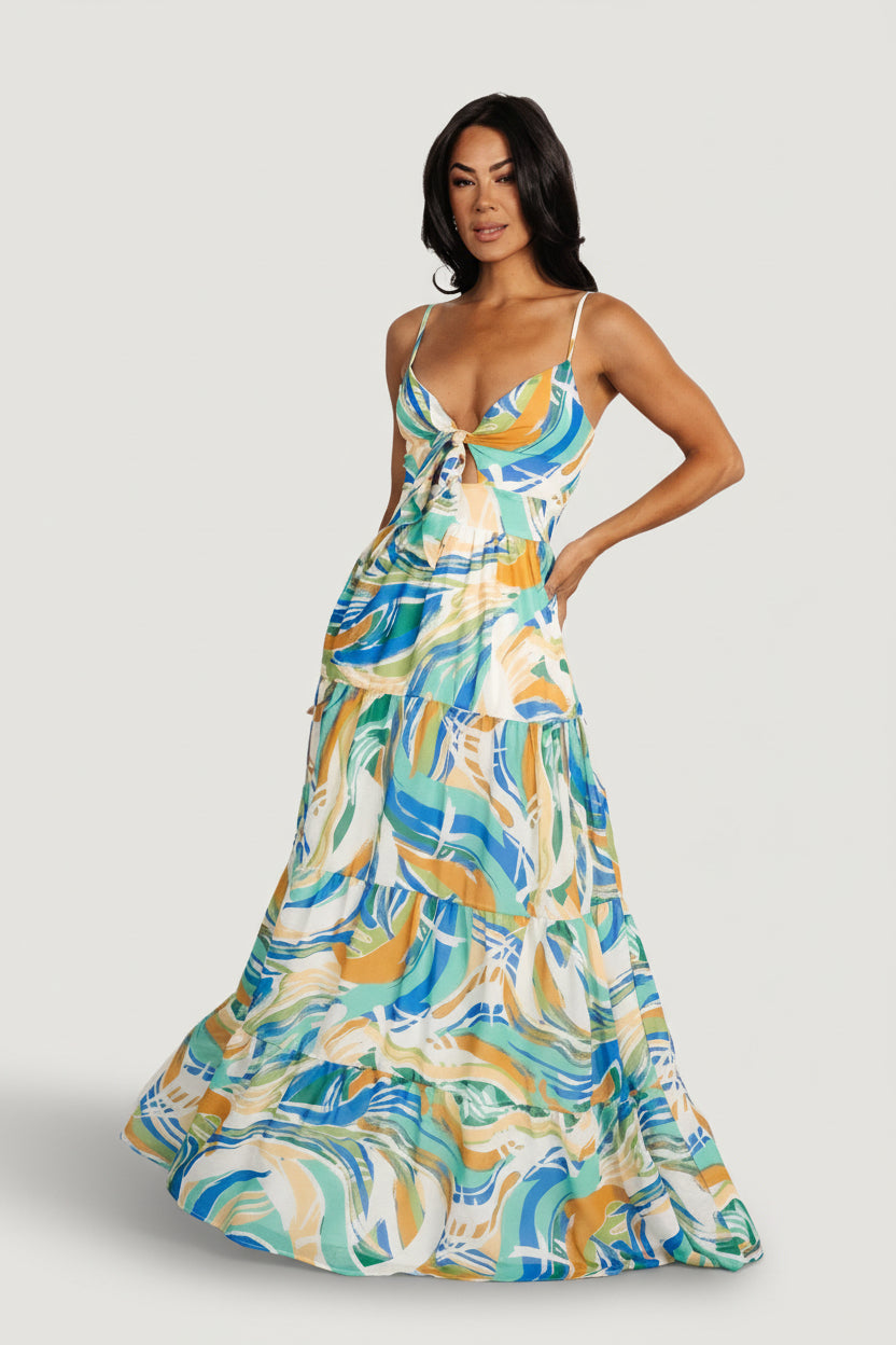 Baltic Born Womens Alexis Maxi Dress | Blue Multi Print