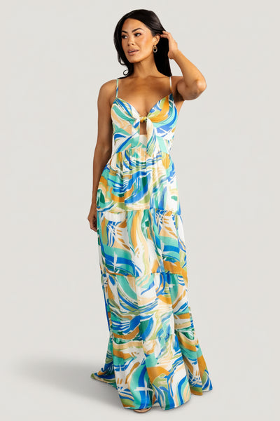 chinese dress ladies Baltic Born Womens Alexis Maxi Dress | Blue Multi Print