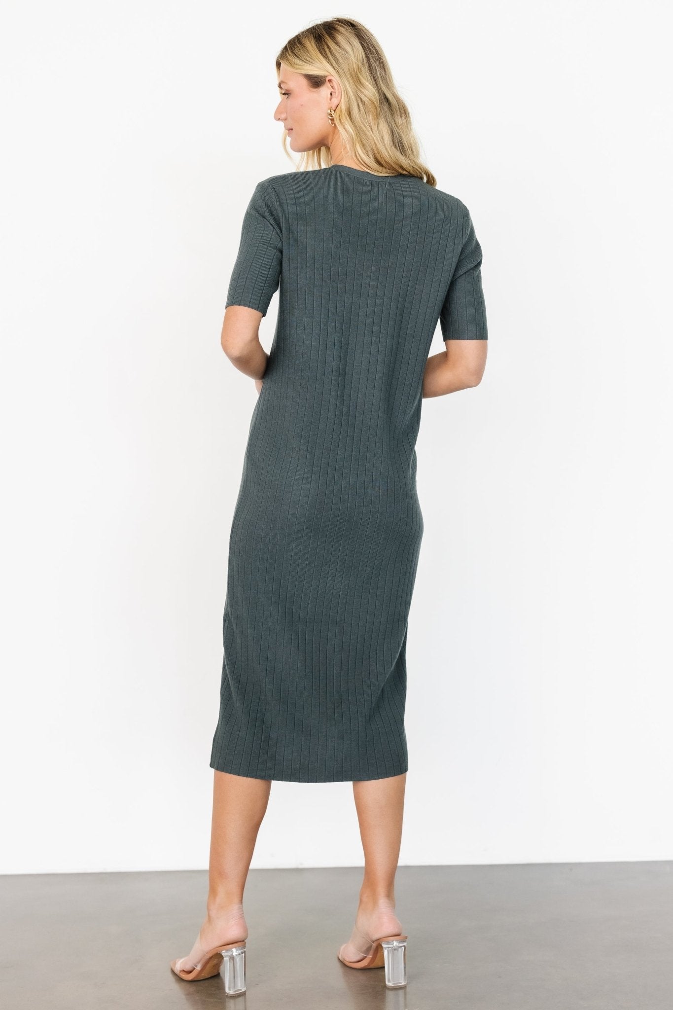 Alicia Ribbed Midi Dress | Dusty Jade - Baltic Born