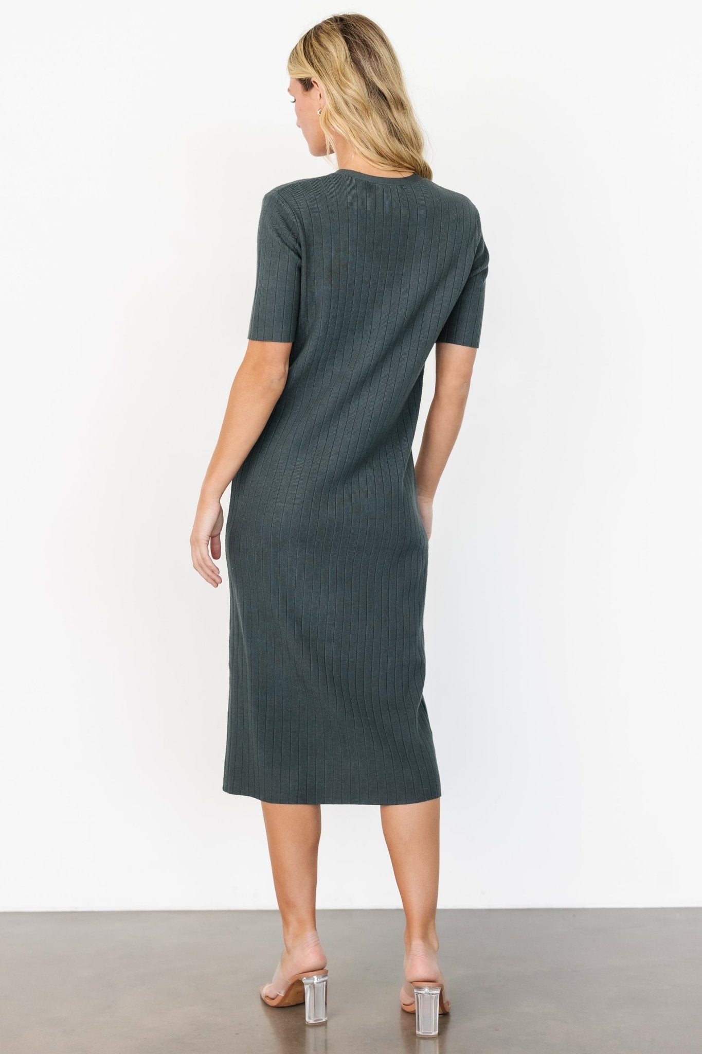 Alicia Ribbed Midi Dress | Dusty Jade - Baltic Born