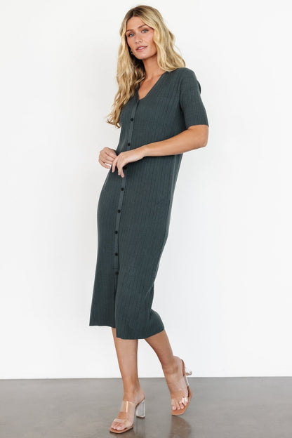 Alicia Ribbed Midi Dress | Dusty Jade - Baltic Born