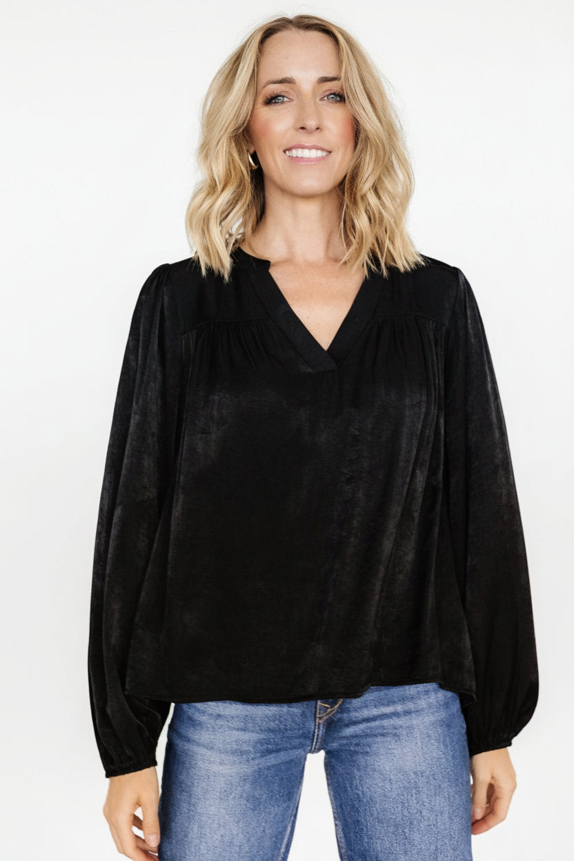Alina | Women’s Round Neck Short Sleeve Satin Blouse