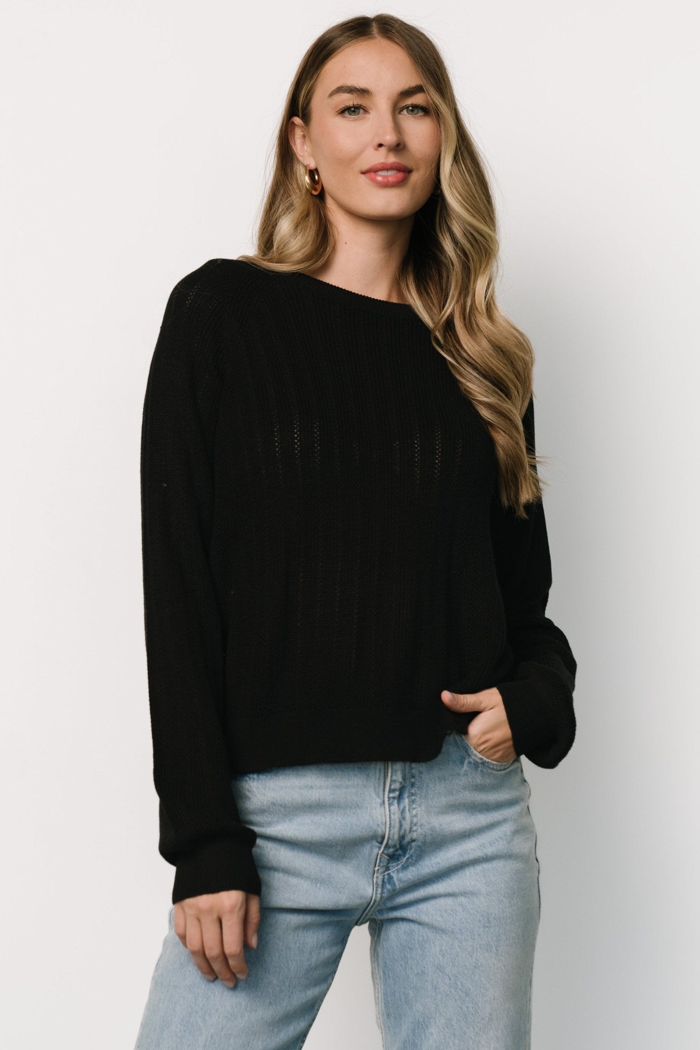 Alix Knit Sweater Top | Black - Baltic Born