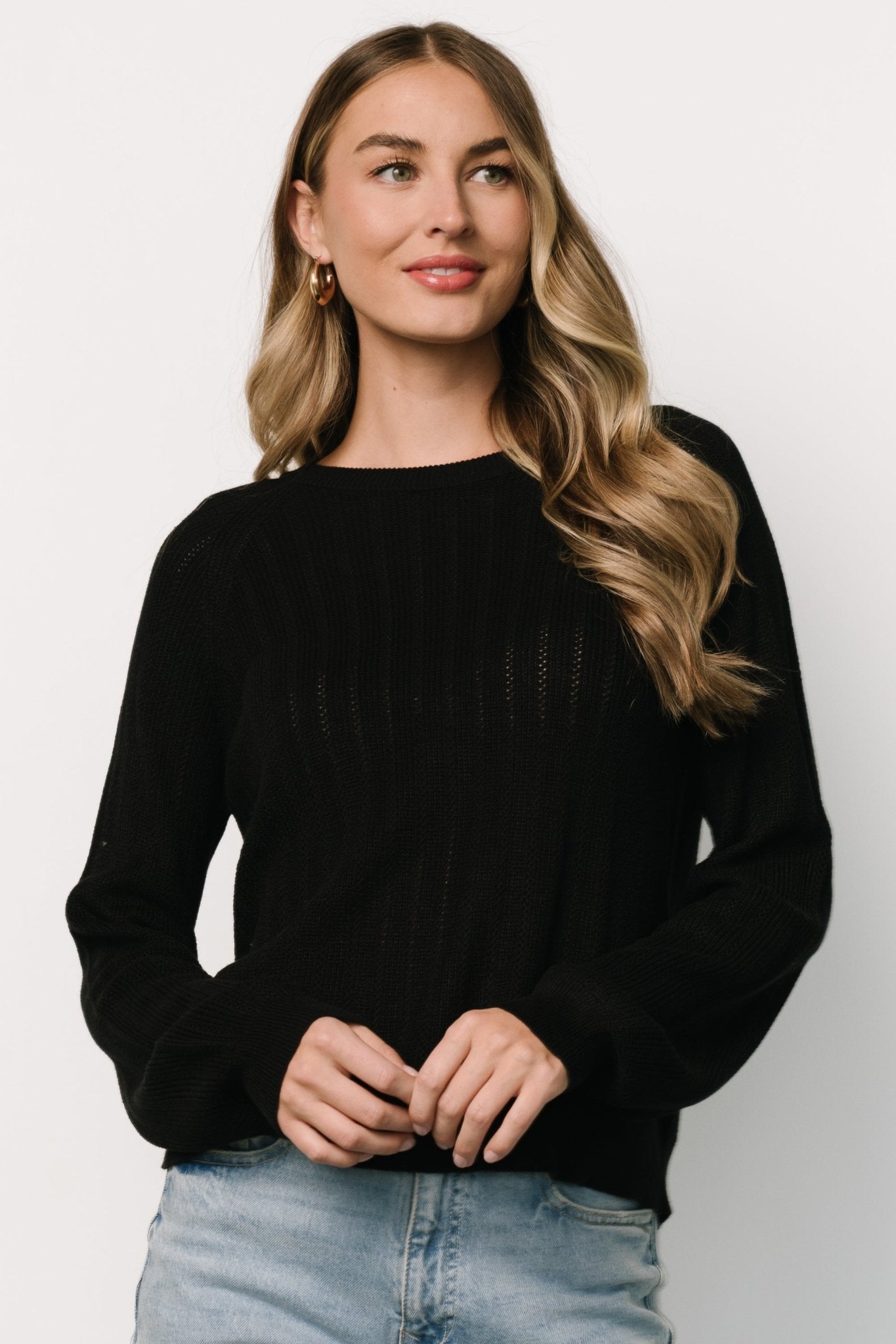 Alix Knit Sweater Top | Black - Baltic Born