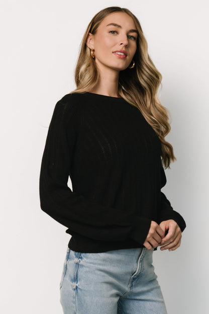 Alix Knit Sweater Top | Black - Baltic Born