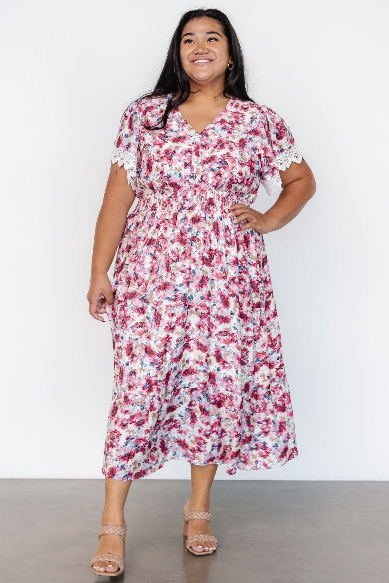 Aliyah Midi Dress | Berry Floral - Baltic Born