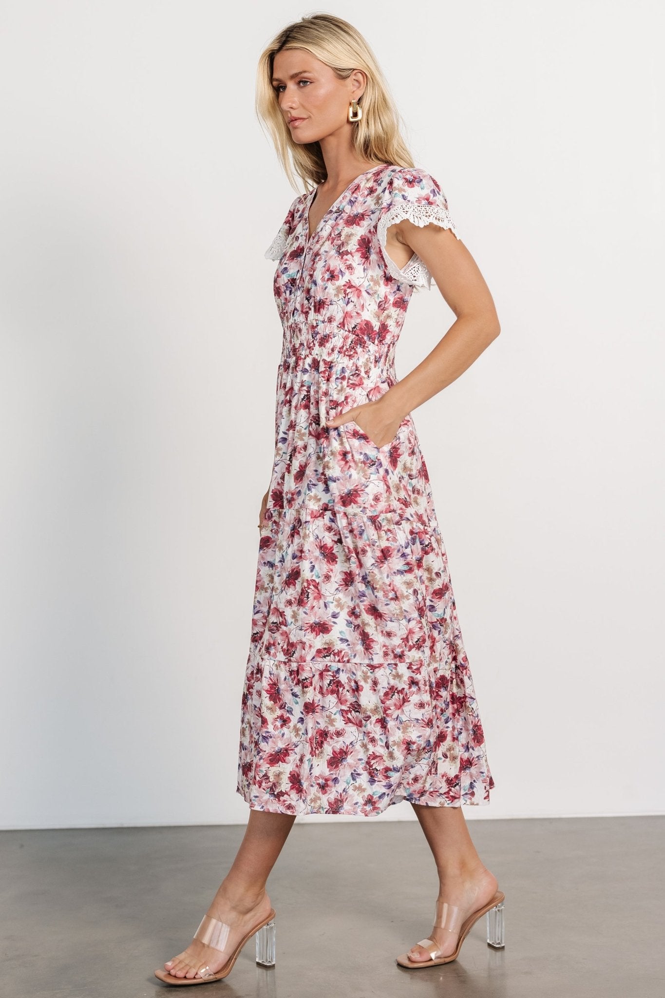 Aliyah Midi Dress | Berry Floral - Baltic Born