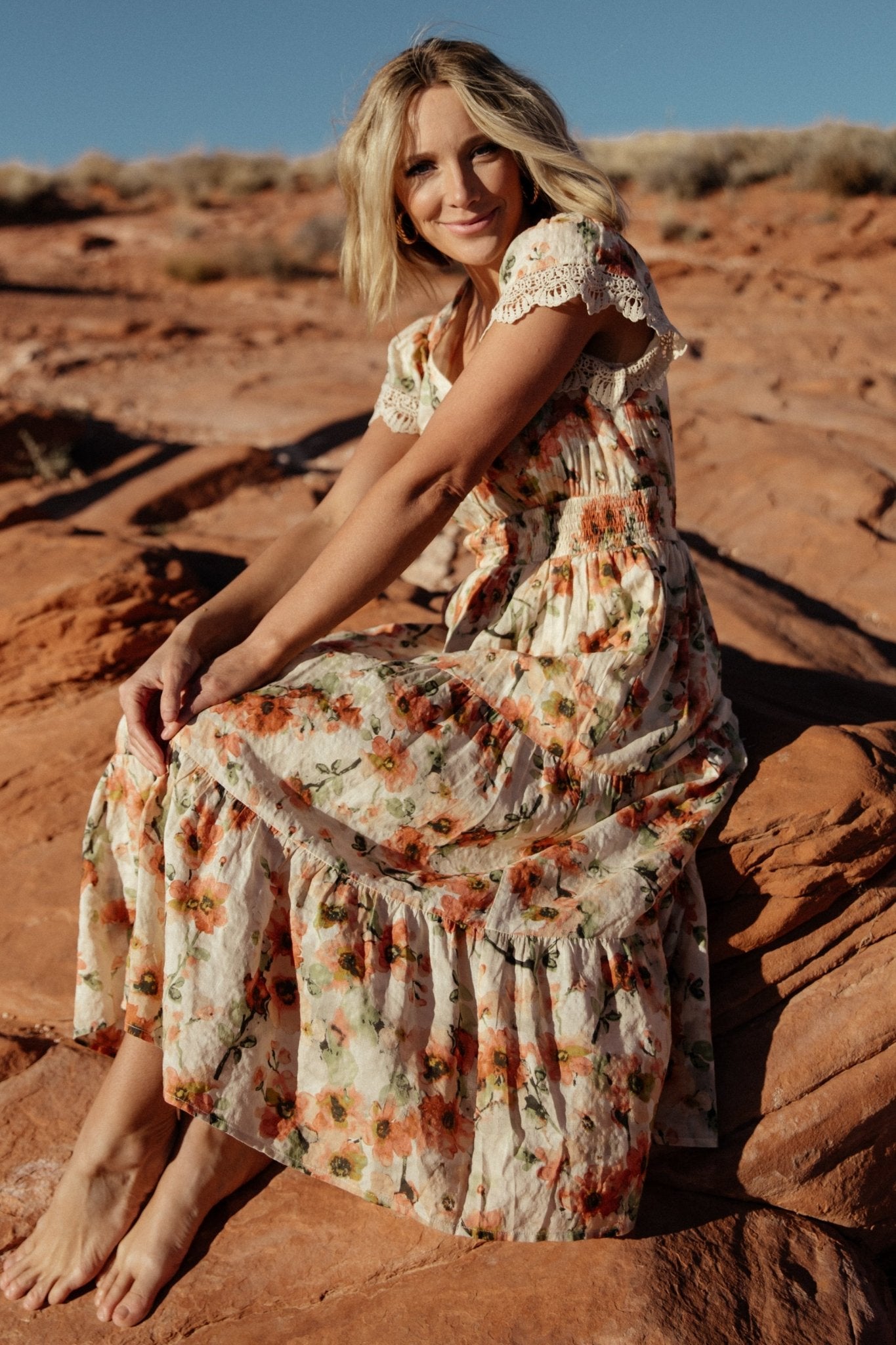 Baltic Born Womens Aliyah Midi Dress | Coral Floral | Size: 3XL Baltic Born Womens Aliyah Midi Dress | Coral Floral | Size: 3XL