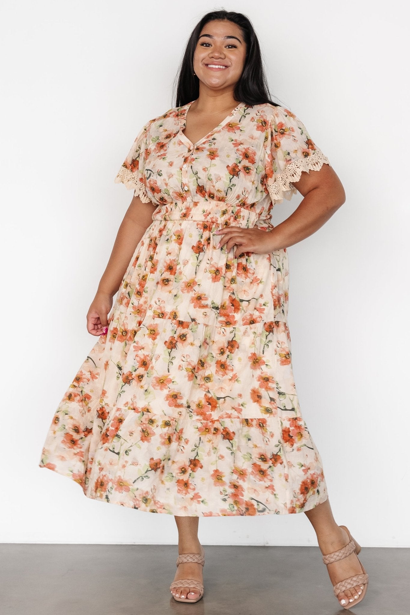 Aliyah Midi Dress | Coral Floral - Baltic Born