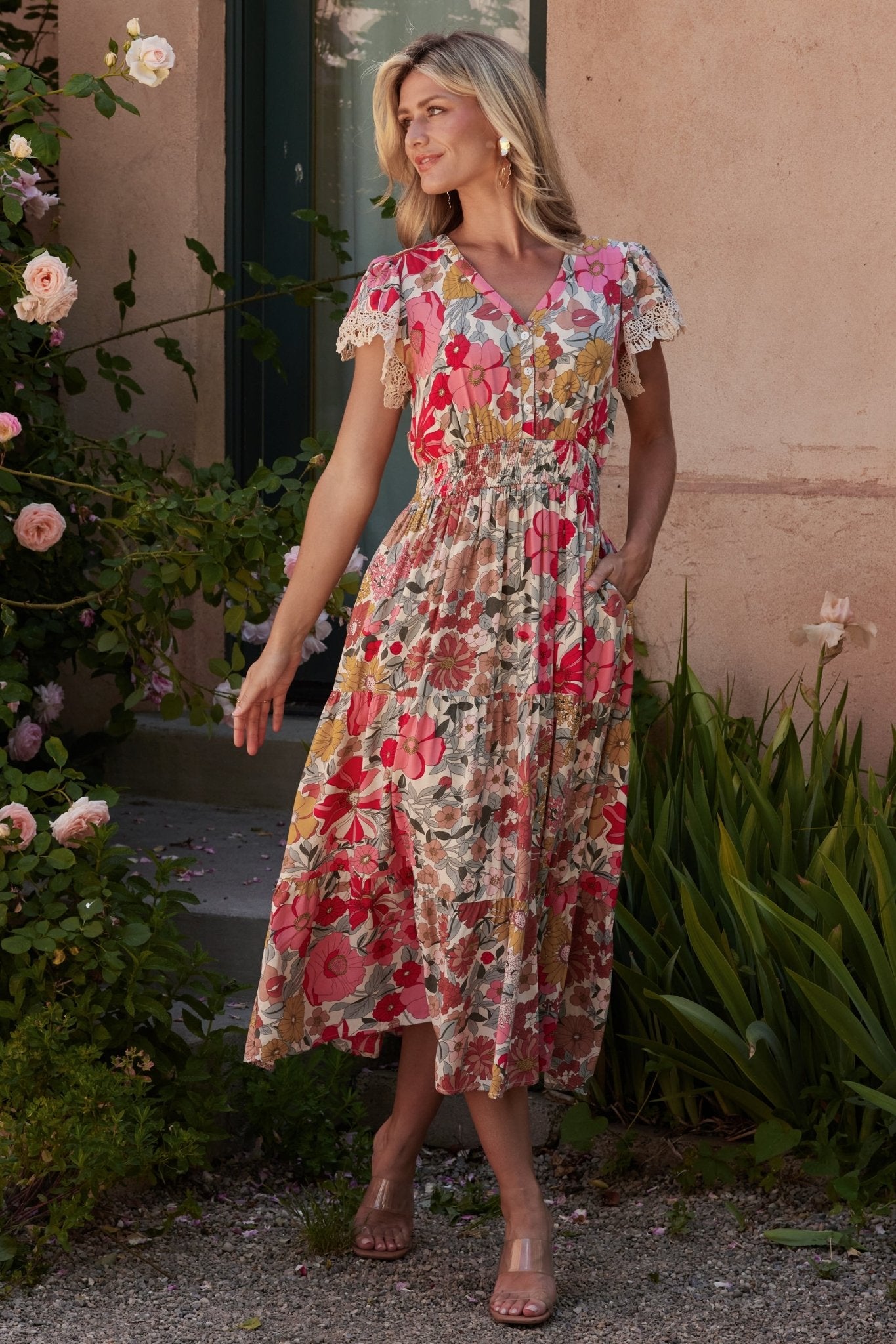 Aliyah Midi Dress | Cream Multi Floral – Baltic Born