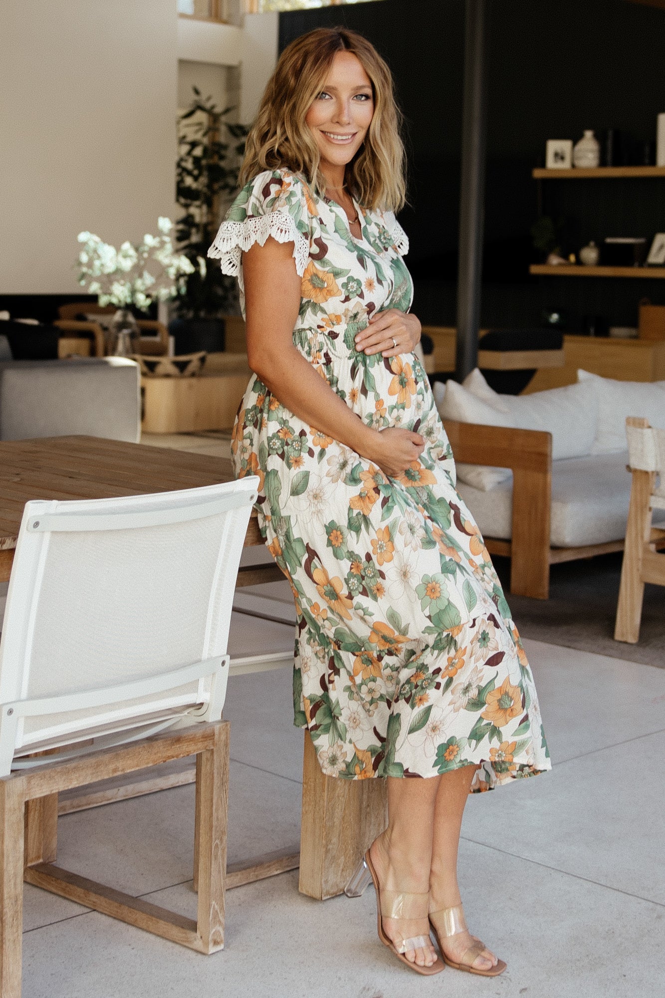 Baltic Born Womens Aliyah Midi Dress | Green Floral | Size: Large Baltic Born Womens Aliyah Midi Dress | Green Floral | Size: Large