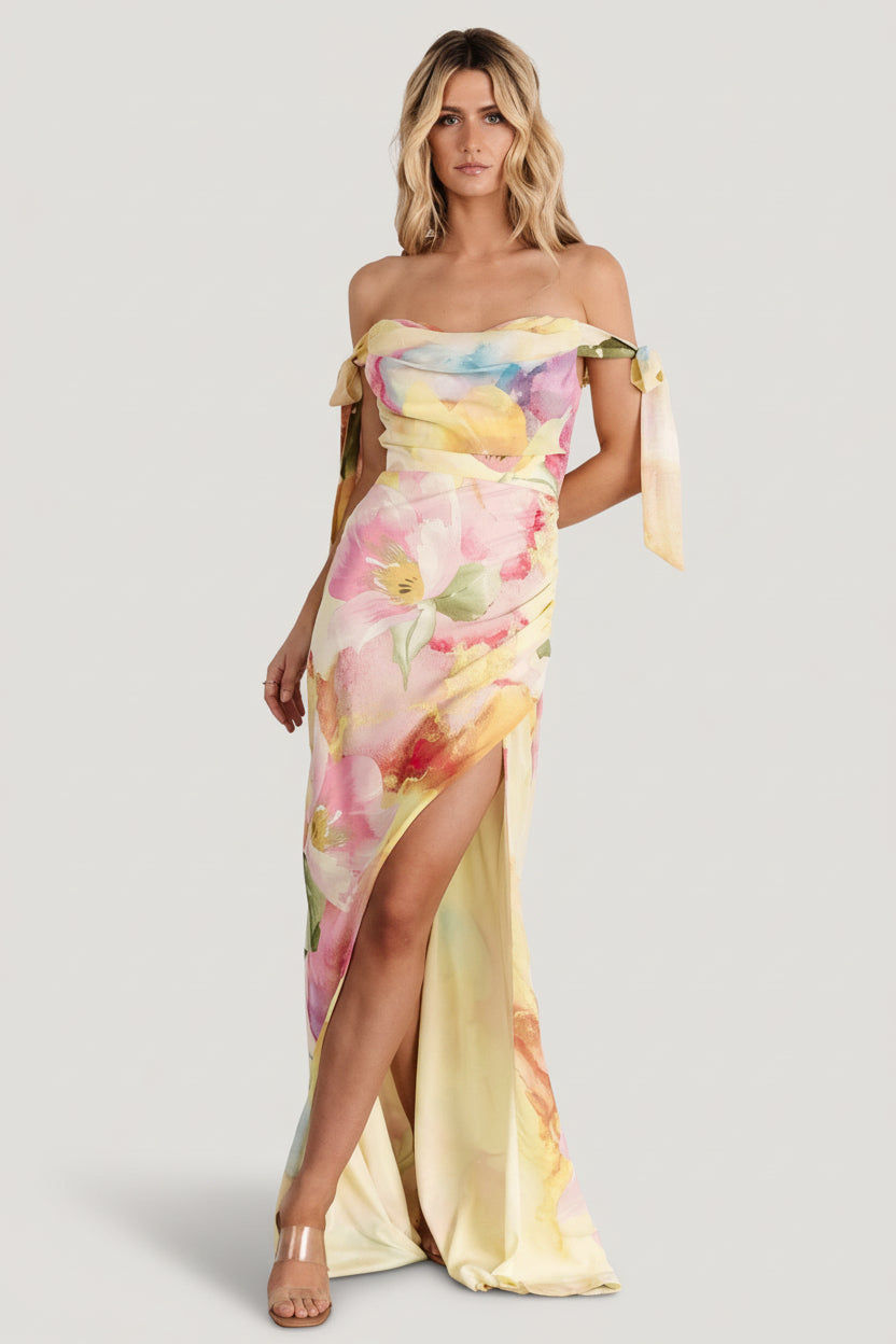 Baltic Born Womens Allegra Off Shoulder Maxi Dress | Multi Floral