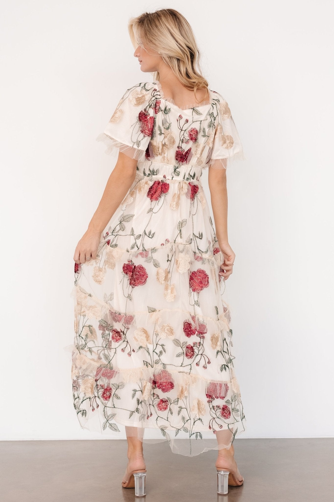 Allison Embroidered Tulle Maxi Dress | Cream Multi - Baltic Born