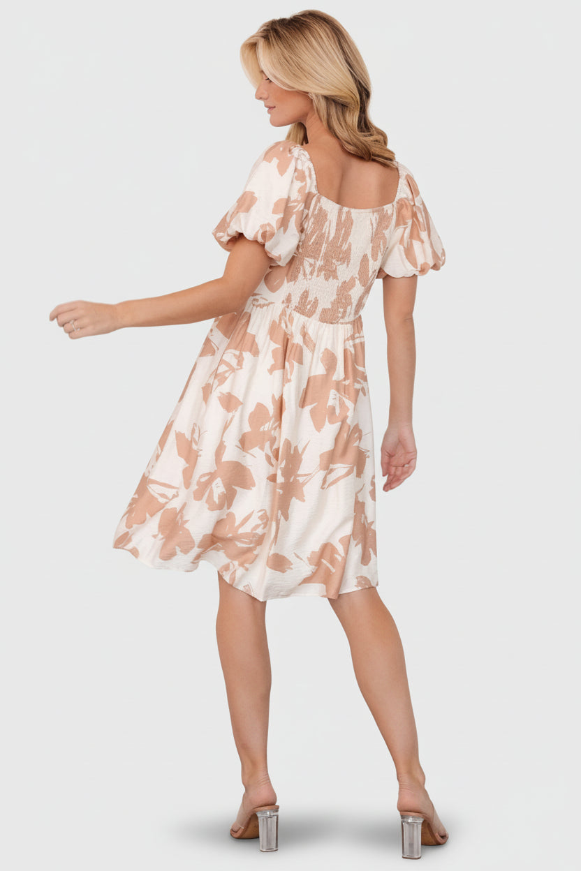 Alona Short Dress | Natural Floral