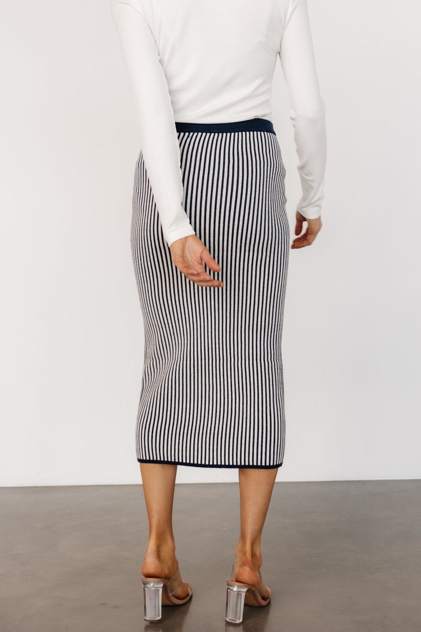 Alonso Knit Midi Skirt | Navy Stripe - Baltic Born