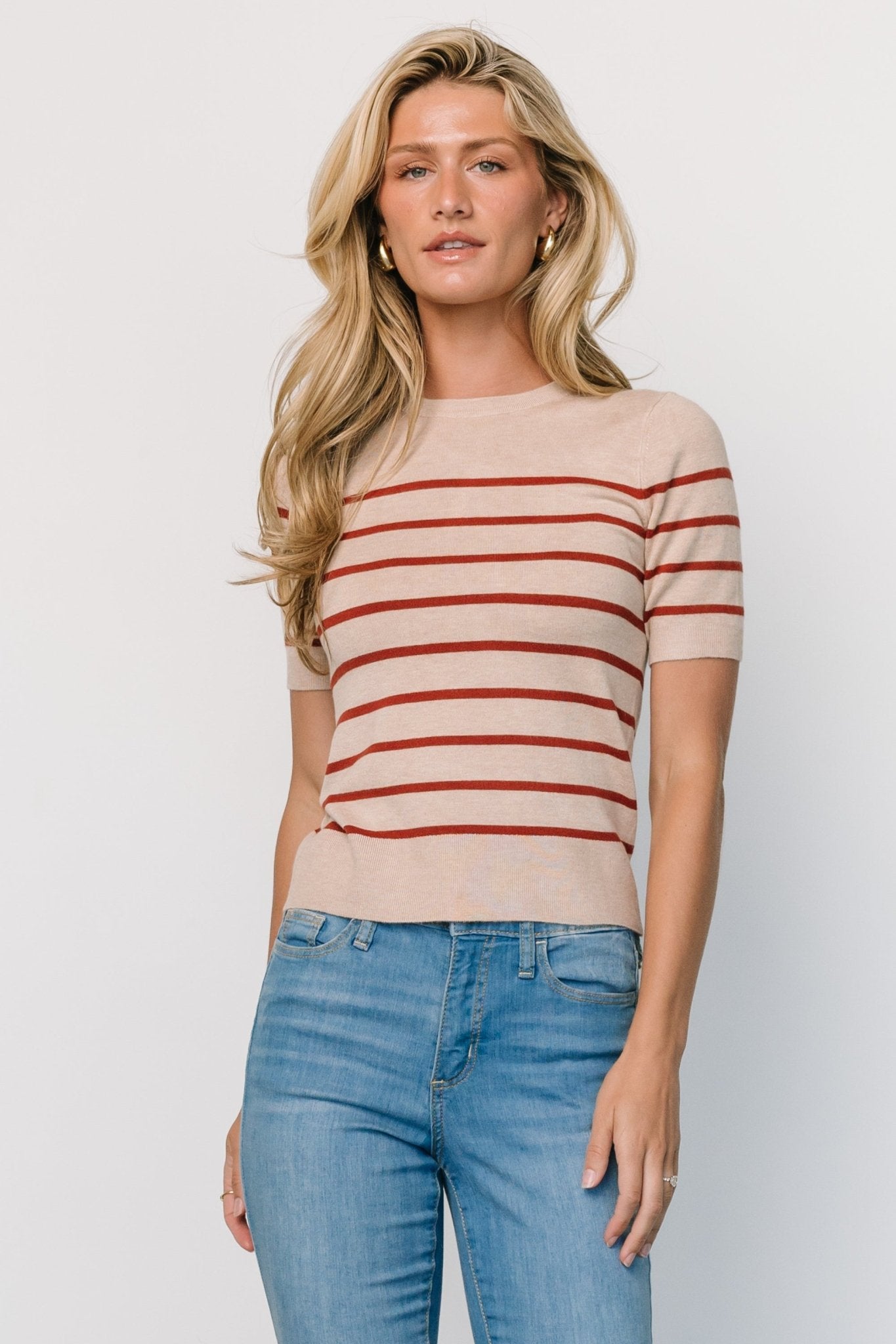 Alyson Knit Top | Oatmeal + Rust - Baltic Born