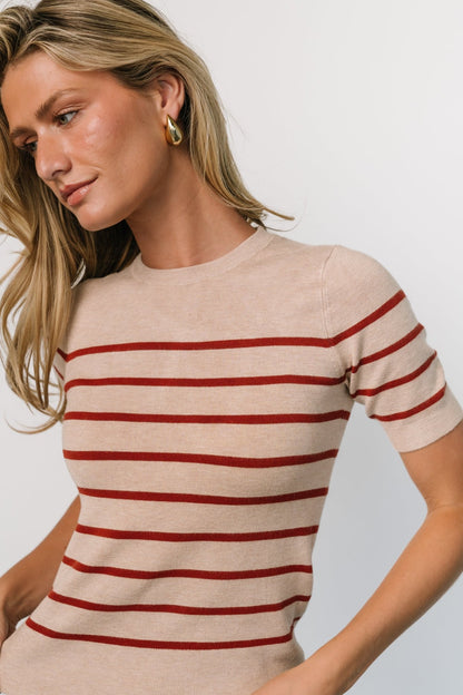 Alyson Knit Top | Oatmeal + Rust - Baltic Born