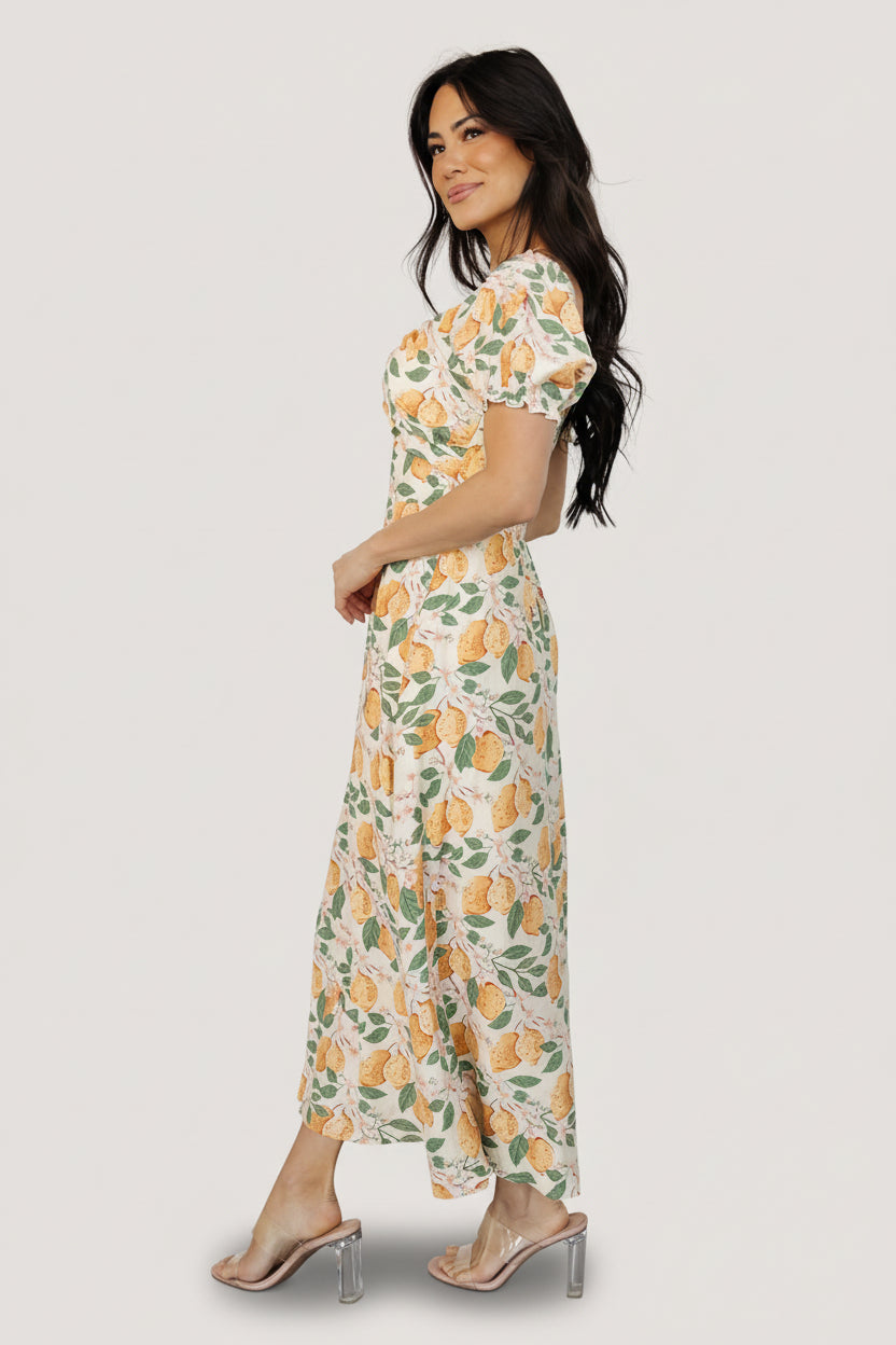 Baltic Born Womens Amalfi Midi Dress | Lemon Print | Size: Small Baltic Born Womens Amalfi Midi Dress | Lemon Print | Size: Small
