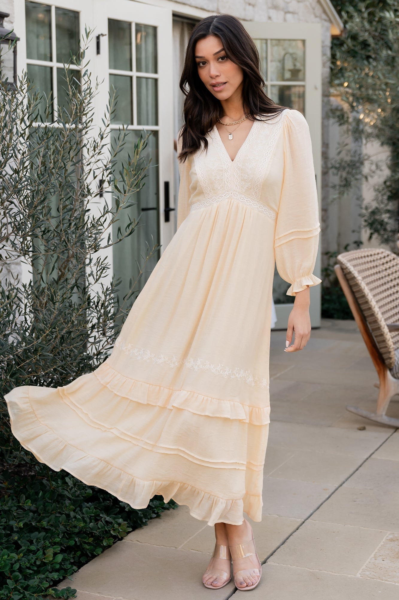 Baltic Born Womens Amberlee Embroidered Dress | Cream