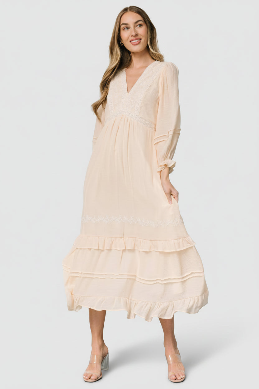 Baltic Born Womens Amberlee Embroidered Dress | Cream