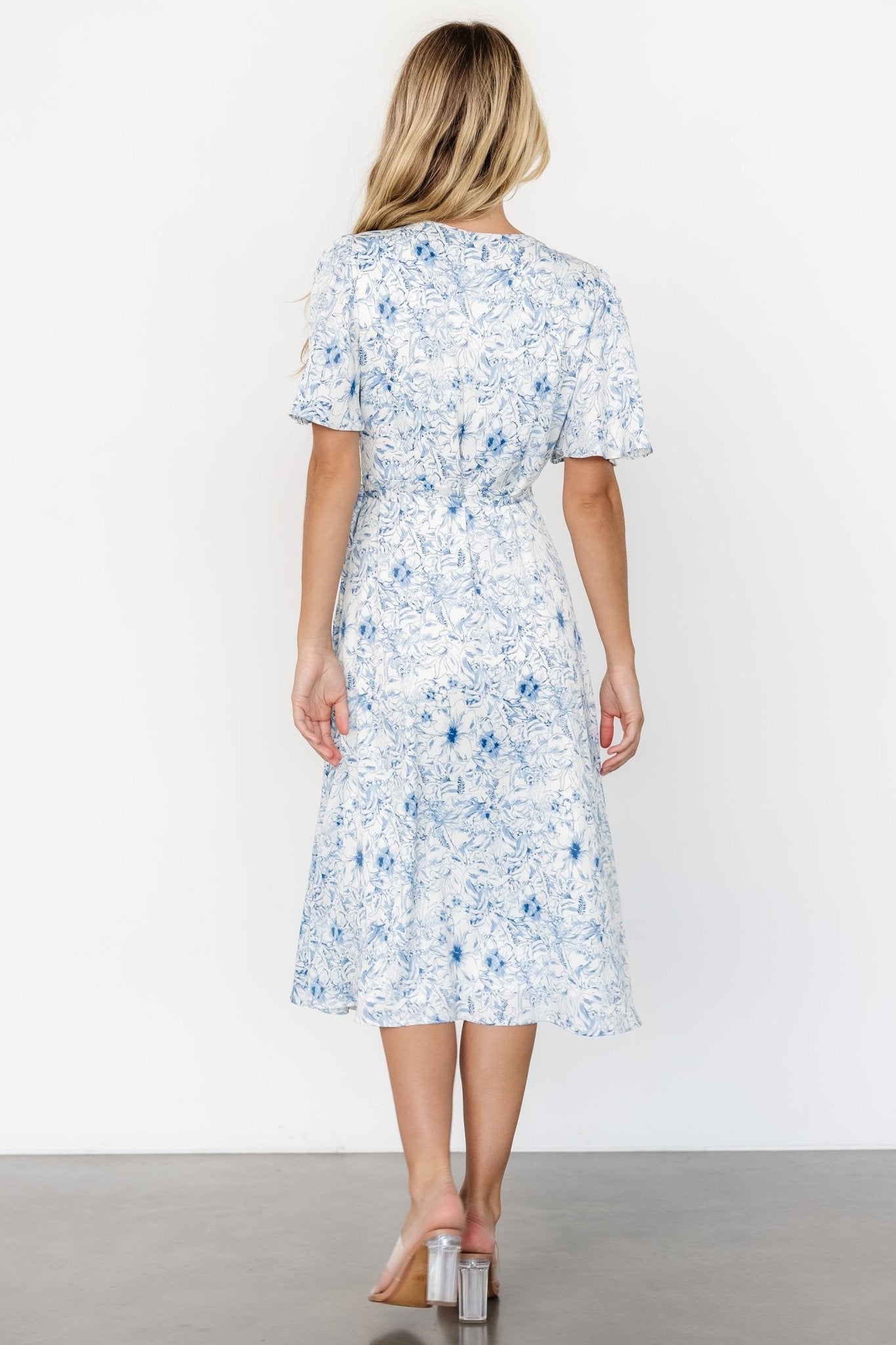 Amelie Wrap Midi Dress | Blue Print - Baltic Born