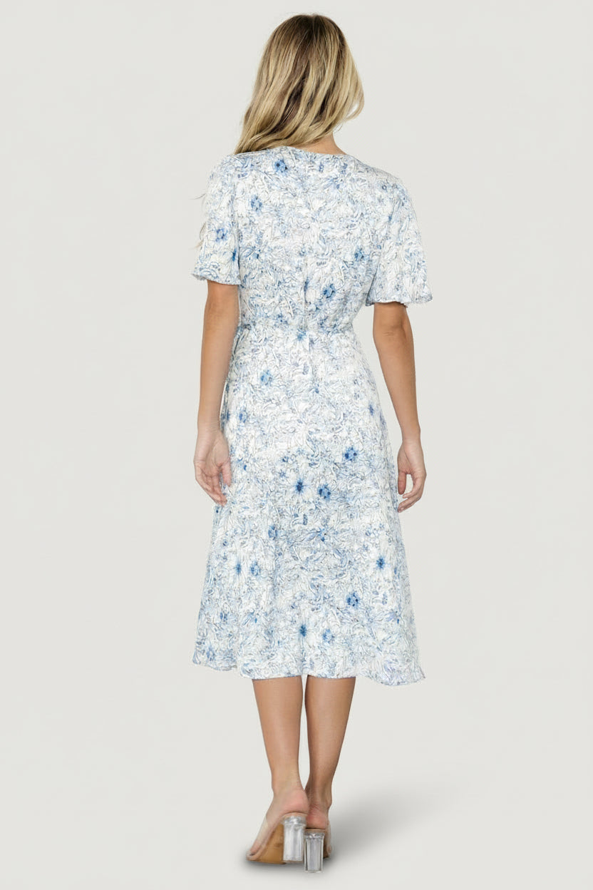Baltic Born Womens Amelie Wrap Midi Dress | Blue Print | Size: XL Baltic Born Womens Amelie Wrap Midi Dress | Blue Print | Size: XL