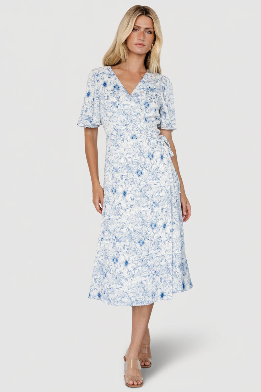 Amelie Wrap Midi Dress | Blue Print