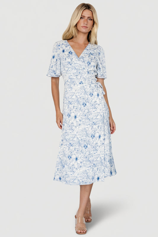 Amelie Wrap Midi Dress | Blue Print