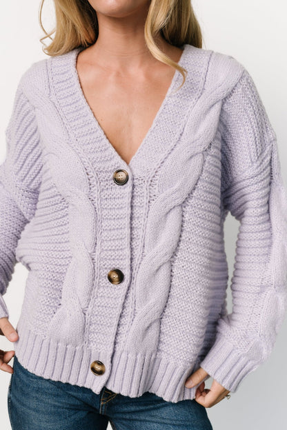 Ames Cable Knit Cardigan | Lavender - Baltic Born