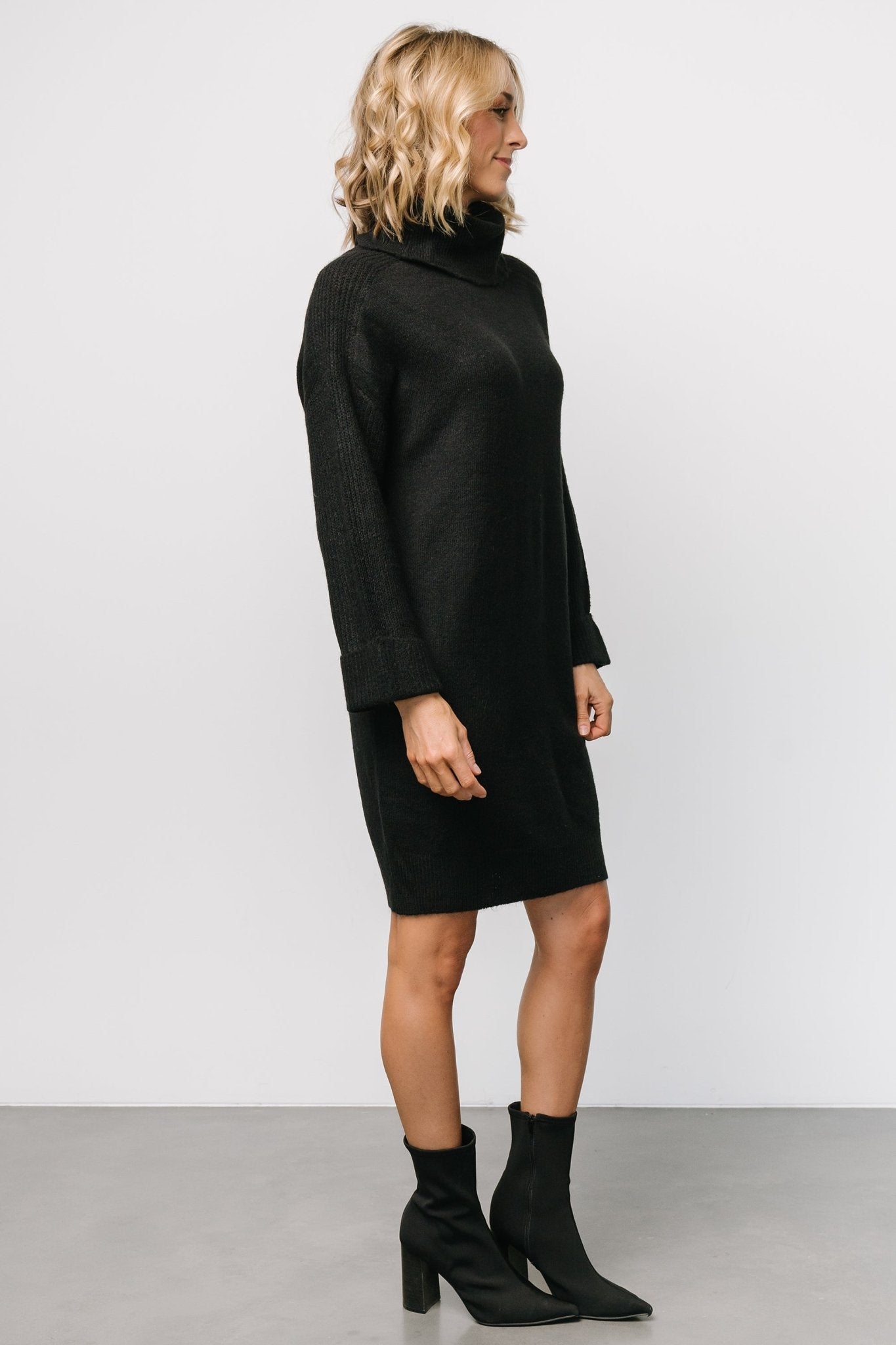 Amy Sweater Dress | Black - Baltic Born