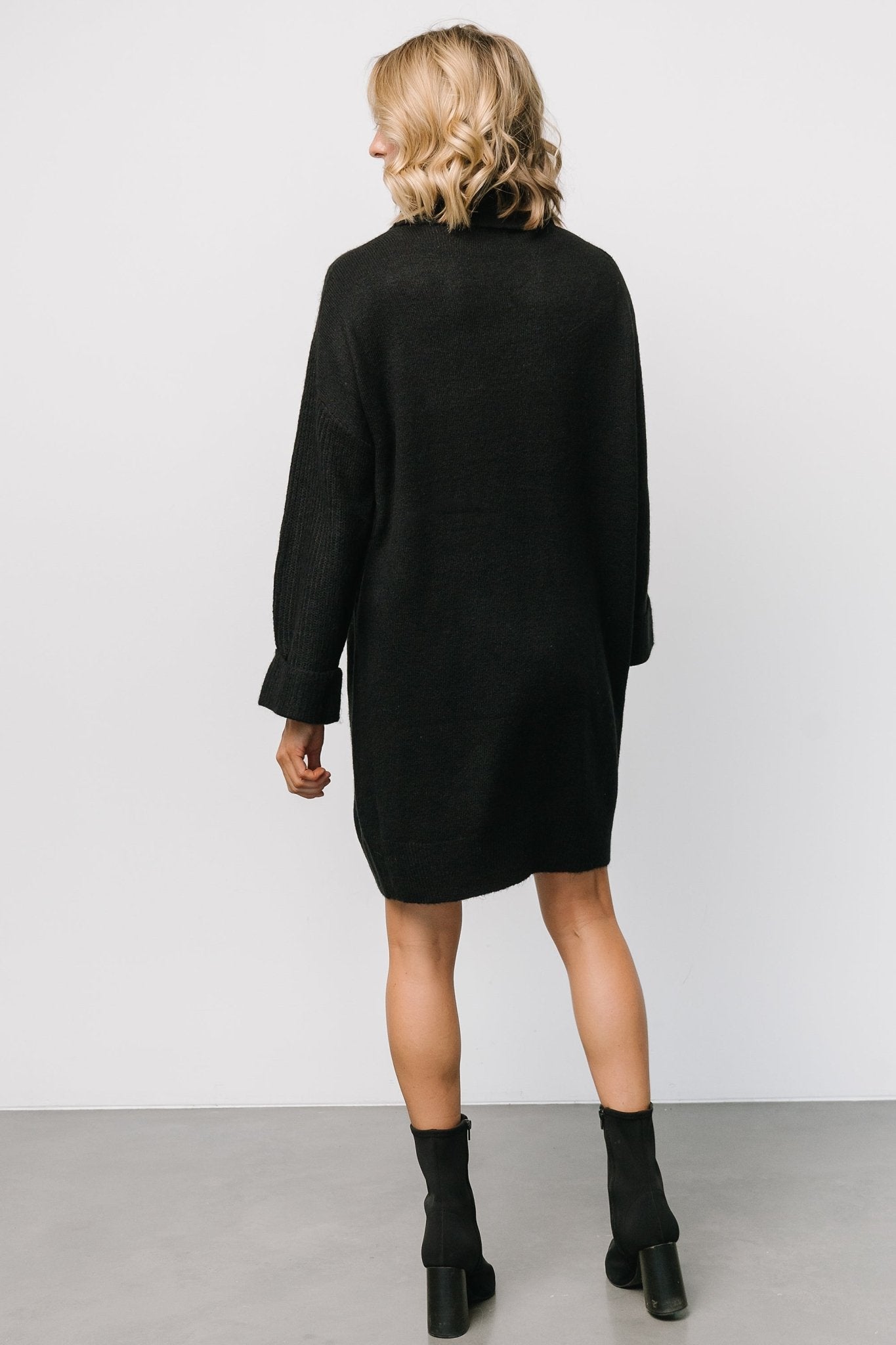 Amy Sweater Dress | Black - Baltic Born