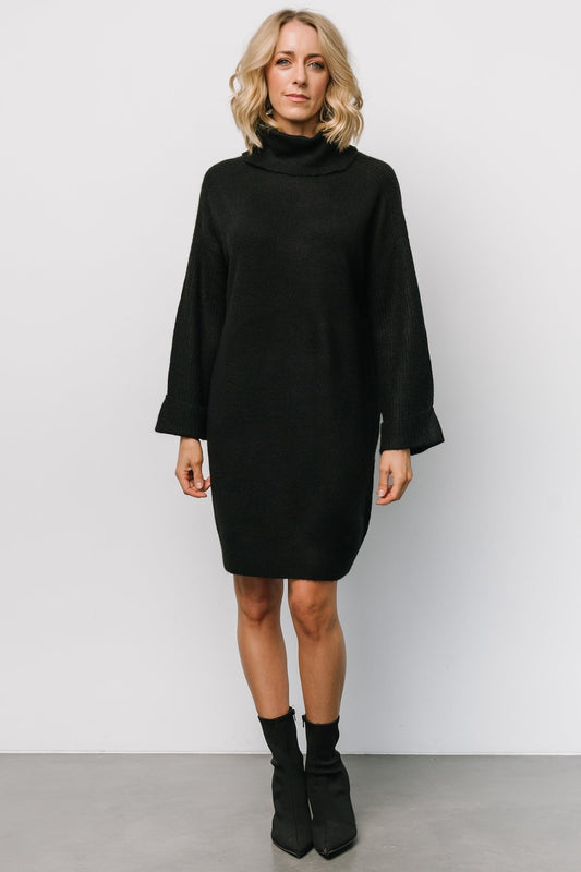 Amy Sweater Dress | Black - Baltic Born