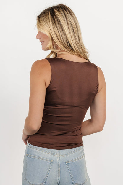 Ana Scoop Neck Tank Top | Dark Brown - Baltic Born