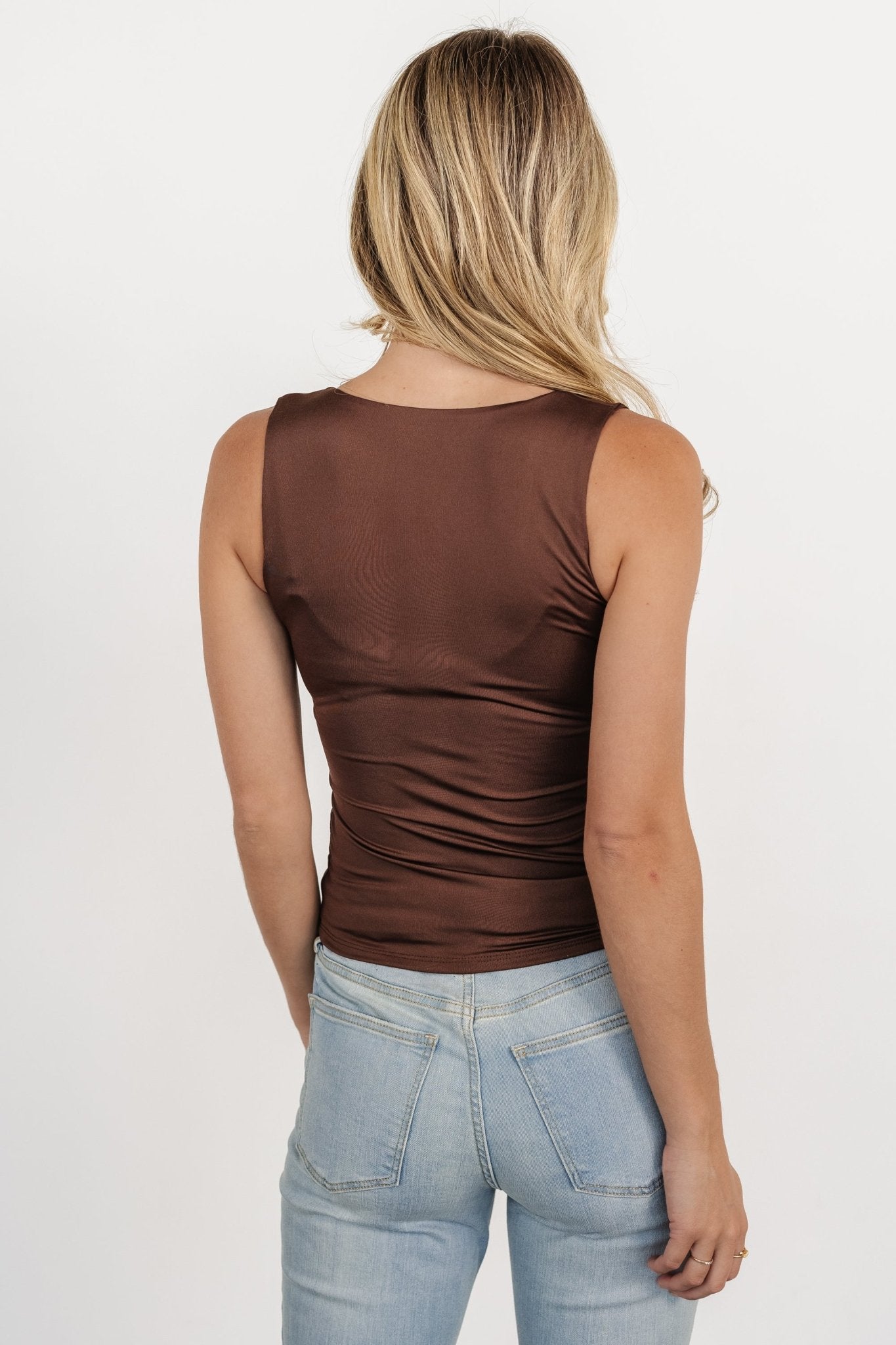 Ana Scoop Neck Tank Top | Dark Brown - Baltic Born