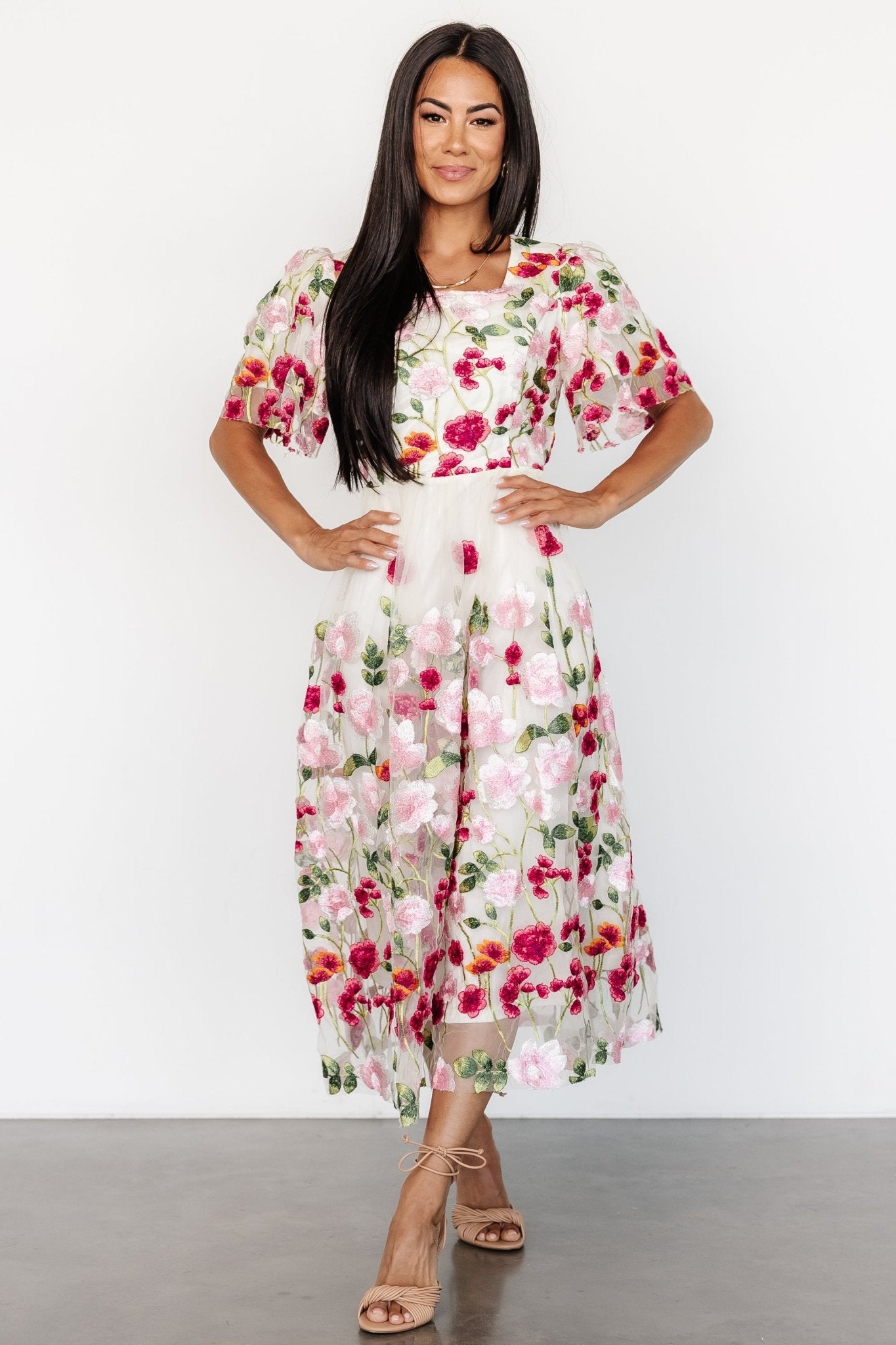 Anastasie Floral Embroidered Dress | Pink Multi - Baltic Born