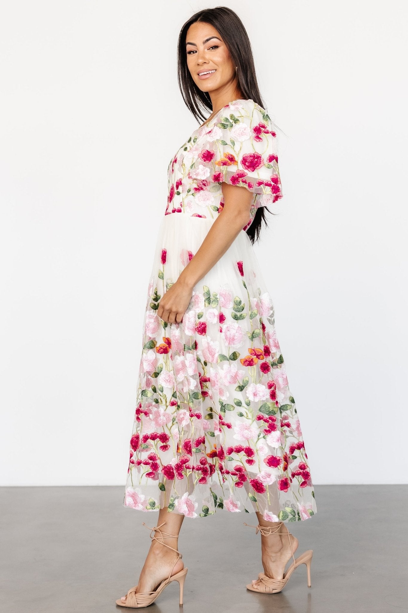 Anastasie Floral Embroidered Dress | Pink Multi - Baltic Born