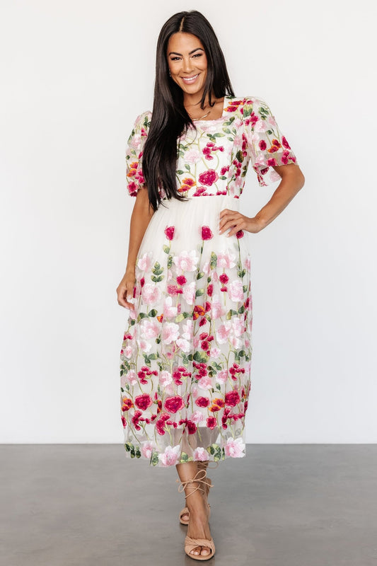 Anastasie Floral Embroidered Dress | Pink Multi - Baltic Born