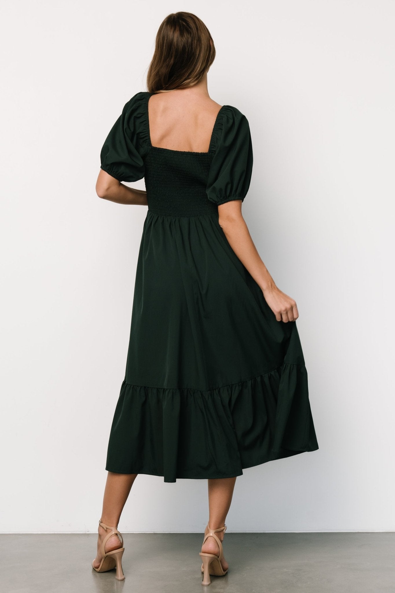 Andrea Pleated Midi Dress | Forest Green - Baltic Born