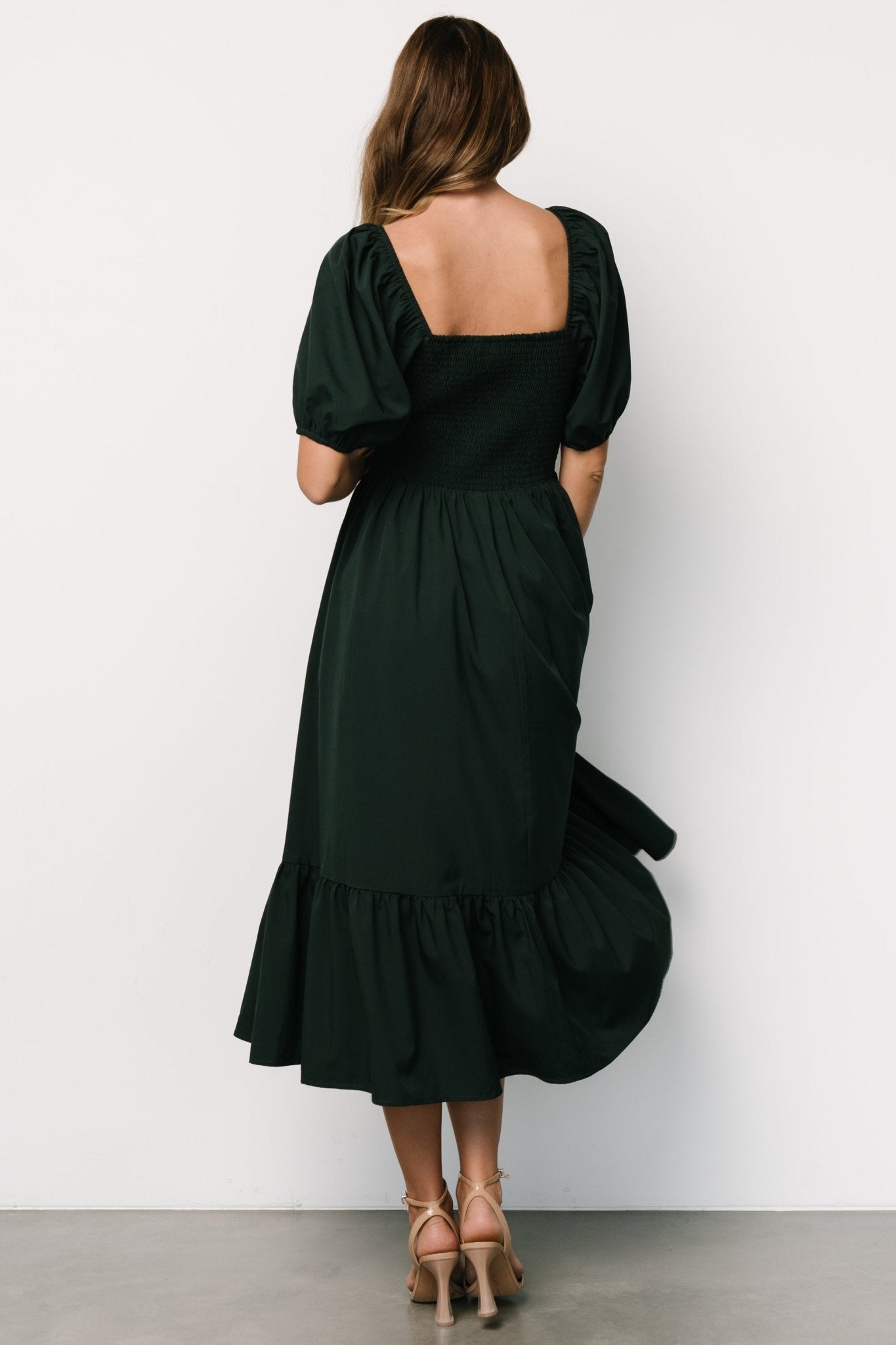 Andrea Pleated Midi Dress | Forest Green - Baltic Born