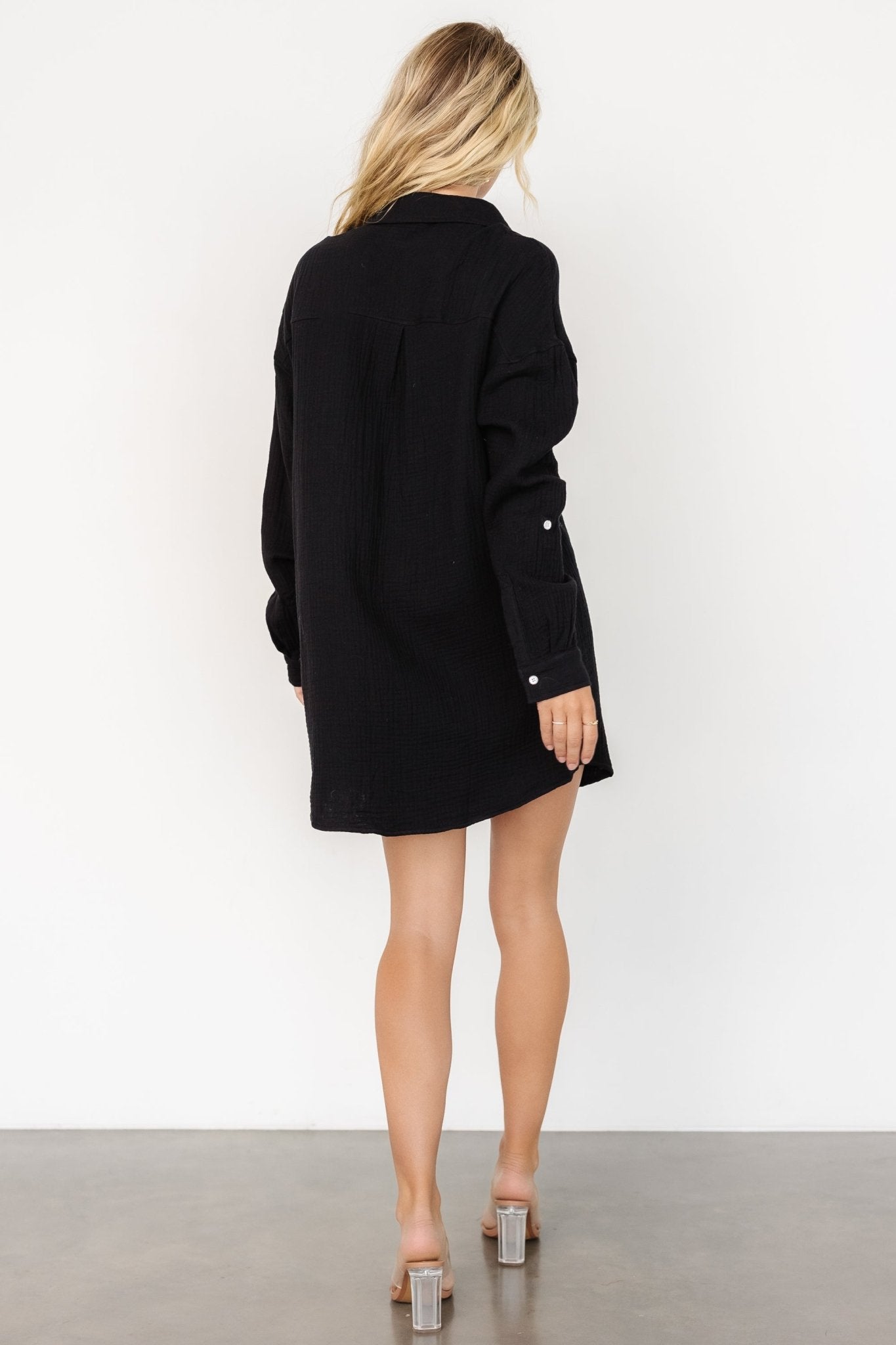 Andres Button Shirt Dress | Black - Baltic Born