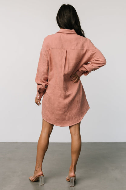 Andres Button Shirt Dress | Dusty Rose - Baltic Born