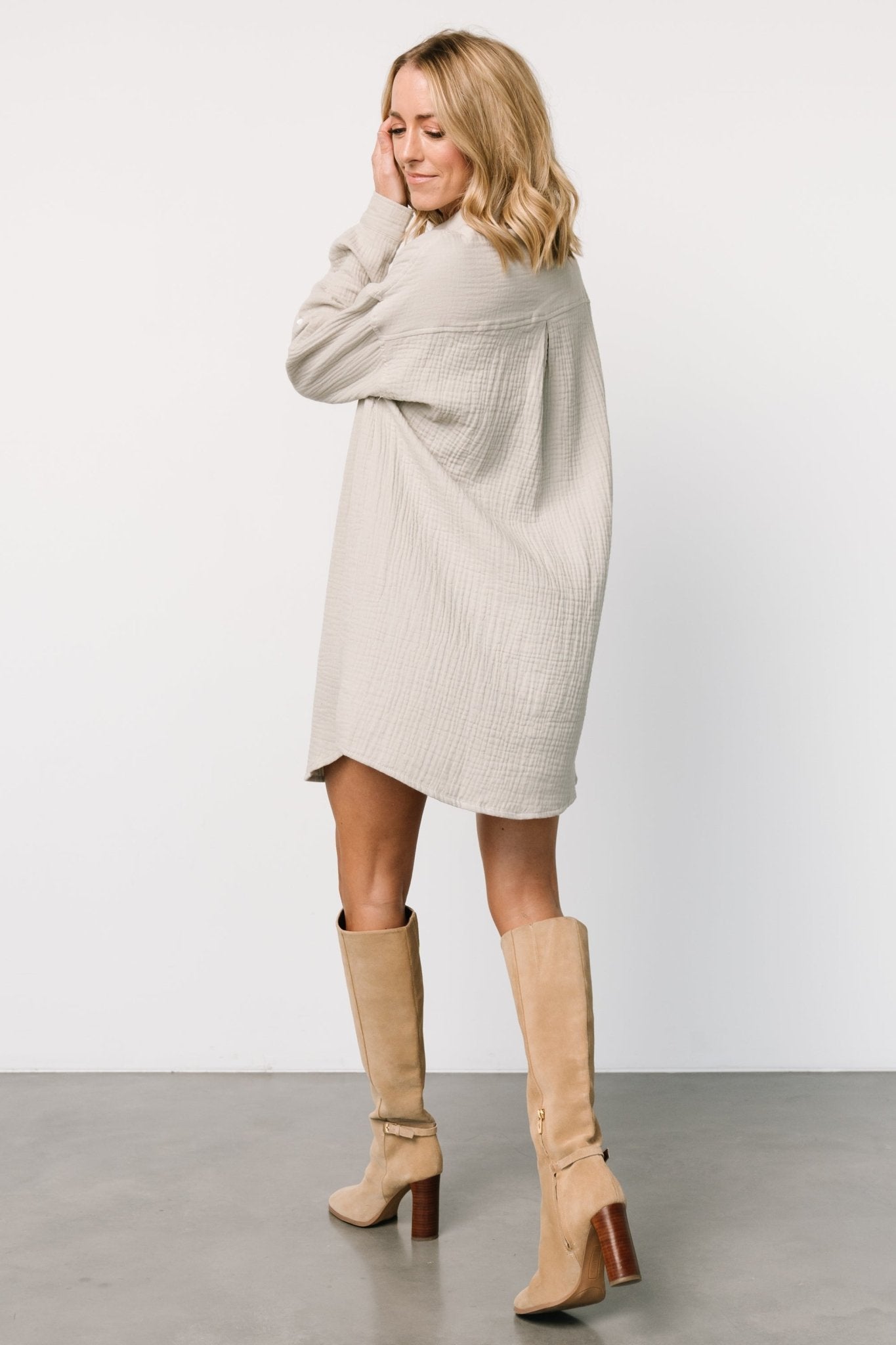 Andres Button Shirt Dress | Light Sage - Baltic Born