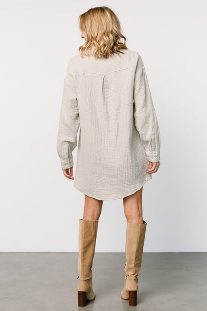 Andres Button Shirt Dress | Light Sage - Baltic Born