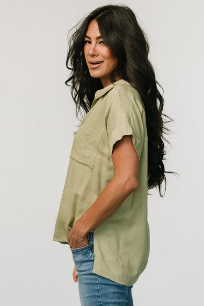 Andrews Button Top | Sage - Baltic Born