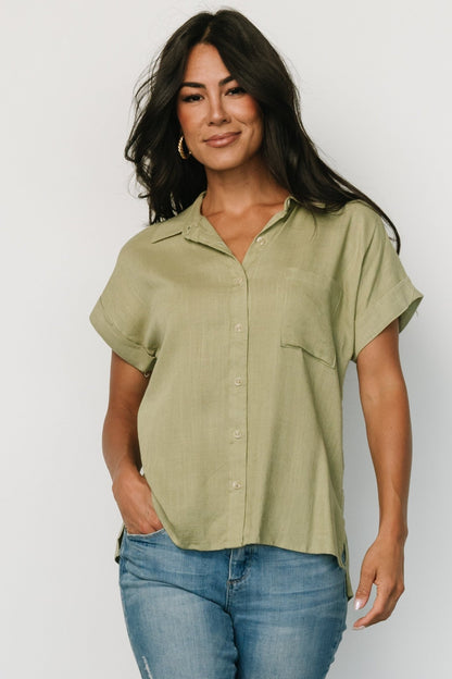 Andrews Button Top | Sage - Baltic Born