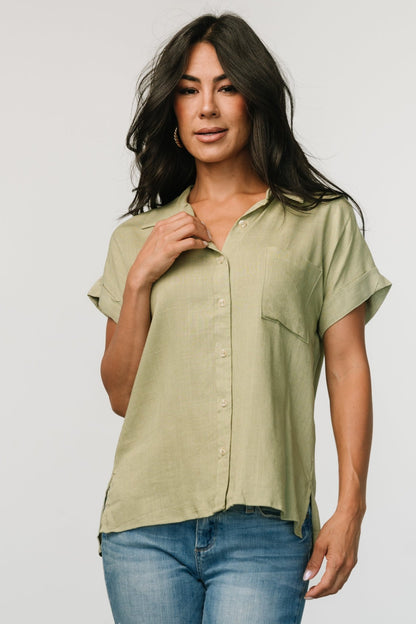 Andrews Button Top | Sage - Baltic Born