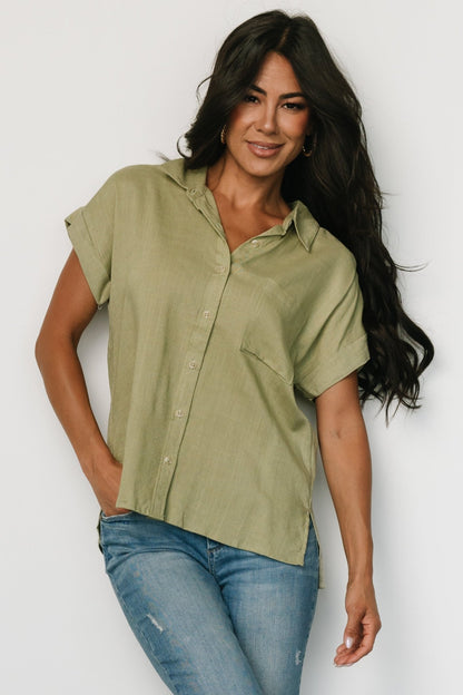 Andrews Button Top | Sage - Baltic Born